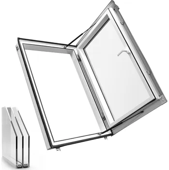 Okno Střešní výlez Skylight SUPRO LOFT Barva interiéru: Bílá, Barva exteriéru: Šedá RAL 7043, Rozměr: 55 x 78 cm