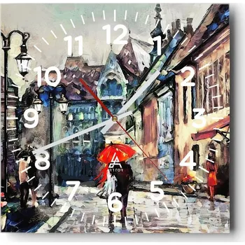 Hodiny Nástěnné hodiny do obýváku 40x40 Město Bez Hlučné Skleněné hodiny Tiché