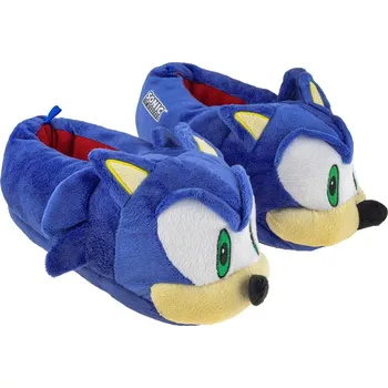 Chlapecké bačkory 28 PAPUČE bambosze 3D SONIC - legrační plyšové bačkory 18 cm