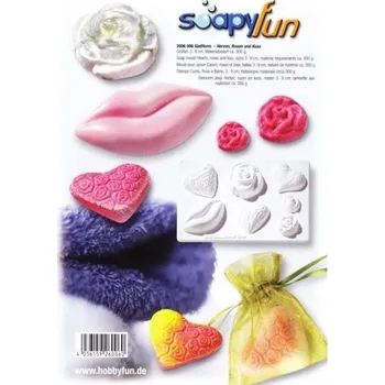 Forma na odlévání Forma na sádrové odlitky a mýdlo Srdce+růže