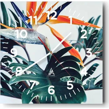 Hodiny Nástěnné hodiny do obýváku 40x40 Rostliny Tiché Skleněné hodiny Bez hlučnosti