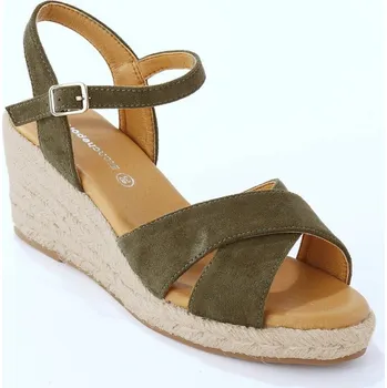 Dámské sandále Sandály s překřížením a klínovým podpatkem khaki 36