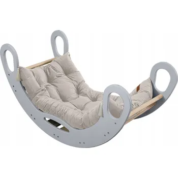 Dětská houpačka Montessori Houpačka souprava - dětské hřiště , dětská - šedá MDF + béžový polštář