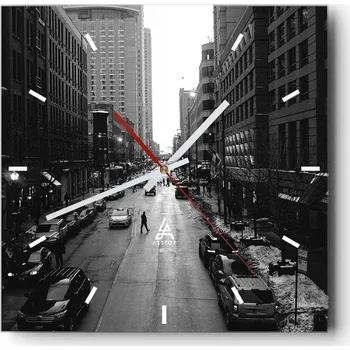 Hodiny Velké nástěnné hodiny na zeď 40x40 Město Skleněné hodiny Čtvercové Tiché