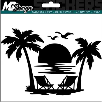 Samolepicí dekorace na vozidlo SAMOLEPKA na auto PALMY HOUBACÍ SÍŤ OSTROV ZÁPAD SLUNCE 10x15