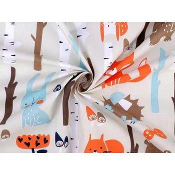 Bavlněná látka / plátno lišky v lese Varianta: 1 (293) béžová světlá, Balení: 1 m