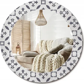 Zrcadlo Stylové kulaté zrcadlo na zeď s potiskem na skle průměr 60 cm Vzor: Kachličky