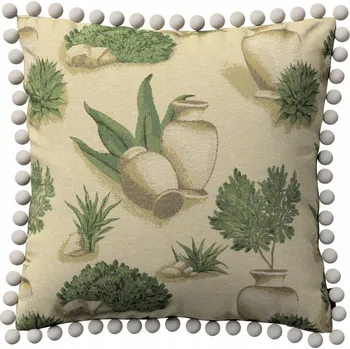 Povlak na polštářek Povlak na polštář 45x45 béžovo-zelený s rostlinným motivem