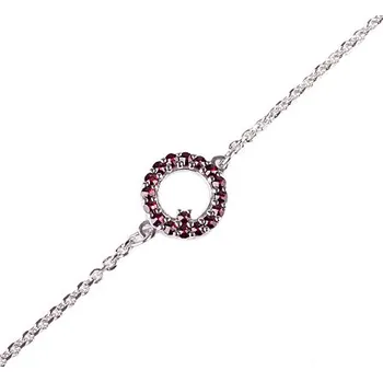 Náramek stříbrný náramek s českým granátem - kruh (6670509) povrchová úprava: zlacené