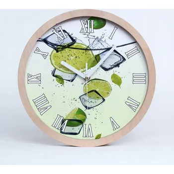 Hodiny Tichá nástěnná dřevěná hodiny limetka a led průměr 30 cm