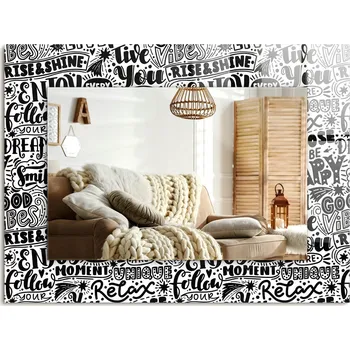 Zrcadlo Zrcadlo s potiskem obdélníkové 80x60 cm Motivační ručně psané nápisy