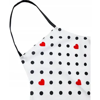 Kuchyňská zástěra VALENTÝNSKÁ ZÁSTĚRA - puntíky srdce bílá