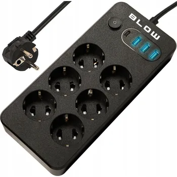 Napájecí kabel Prodlužovací Kabel Blow 3 m 6 ks černá