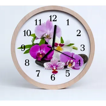 Hodiny Nástěnné hodiny z překližky Tiché Orchidej Květiny 25 cm