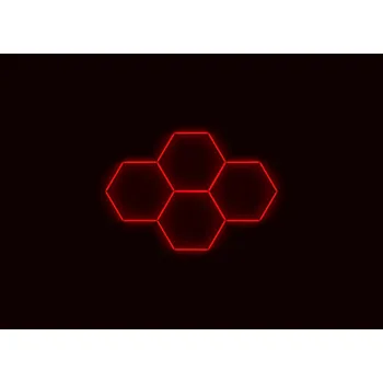 Kompletní LED hexagonové svítidlo červené, rozměr: 4 elementy 241 x 168 cm
