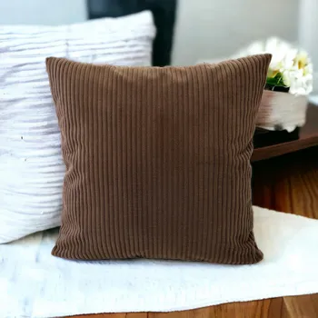 Povlak na dekorativní polštářek Tmavě hnědý dekorativní povlak na polštář s proužky 30x30 cm