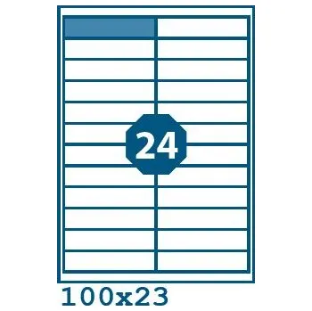 Samolepící etiketa Print etikety 100 x 23 mm 24 etiket na A4 100 listů, bílé - V0003919