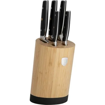 Kuchyňský nůž Berlingerhaus Sada nožů se stojanem BAMBOO 6 ks Black Silver Collection