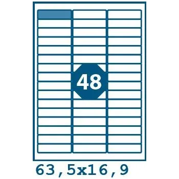 Samolepící etiketa Print etikety 63,5 x 16,9 mm 48 etiket na A4 100 listů, bílé -