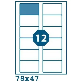 Samolepící etiketa Print etikety 78 x 47 mm 12 etiket na A4 100 listů, bílé - V0003101
