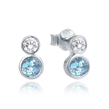 Náušnice Moonlit Elegantní stříbrné minimalistické náušnice s modrým a čirým zirkonem puzeta