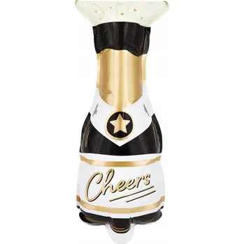 Balónek Fóliový balónek Láhev šampaňského Cheers s konfetami 20 cm