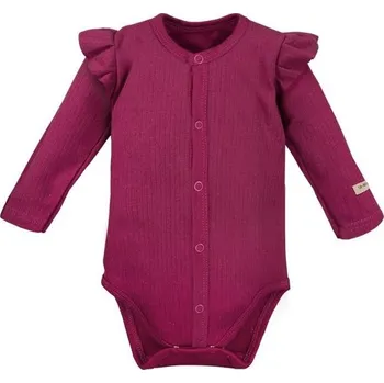 Kojenecké oblečení Eevi Body celorozepínací s volánky Simply Comfy BORDÓ - 62