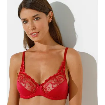 Podprsenka Vyztužená podprsenka Essential Elegance s krajkou, s kosticemi malinová 80D