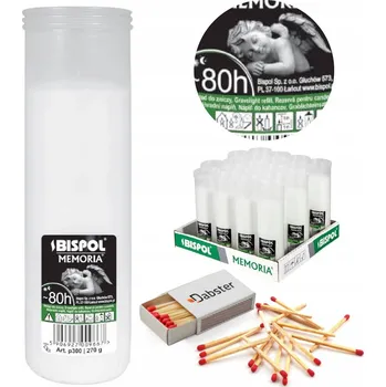 Svíčka Parafínové vložky do hřbitovních svíček BISPOL P300 80H 20 ks + zápalky DABSTER_ PL a38