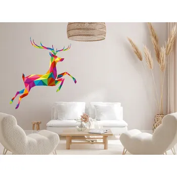 Samolepící dekorace DEKORAČNÍ NÁLEPKA na zeď JELEN GEOMETRICKÝ VZOR Sob 115x124 TISK