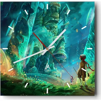 Hodiny Velké nástěnné hodiny 40x40 Fantasy Skleněné hodiny Čtvercové Tiché