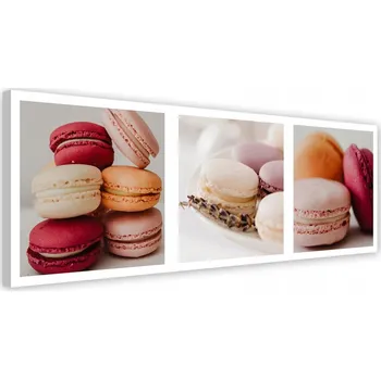 Obraz OBRAZ NA PLÁTNĚ Barevné makronky zákusky 120x40