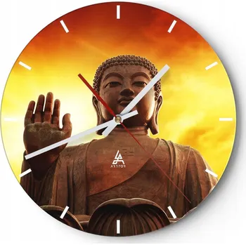 Hodiny Nástěnné hodiny do kuchyně 30x30 Buddha Skleněné hodiny do obýváku Loft Tiché