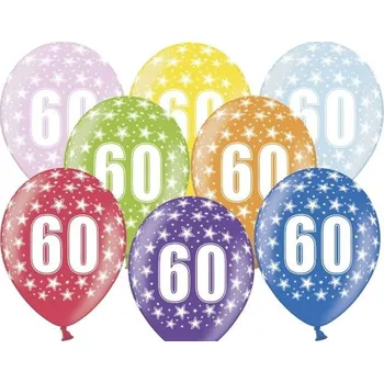 Balónek VELKÉ 12" Narozeninové Balónky TYCHY s datem a číslem 60