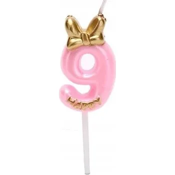 Dortová svíčka NAROZENINOVÉ SVÍČKY DORT SVÍČKA RŮŽOVÁ ČÍSLICE 9