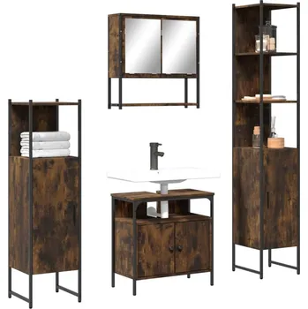 Koupelnový nábytek vidaXL 4dílný set koupelnového nábytku kompozitní dřevo [3214705] Barva: kouřový dub