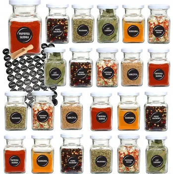 Sklenice Sklenice na koření 150 ml x 23 ks s bílým uzávěrem a 90 etiketami