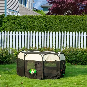 ohrádka pro psa Ohrádka pro štěňata 118x118x62 cm | krémově bílá + černá