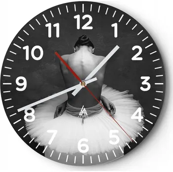 Hodiny Nástěnné hodiny do obýváku 40x40 Baletka Kulatý Skleněné hodiny Loft Tiché