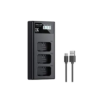 K&F CONCEPT Sony NP-FW50 3-pack Camera Charger with LCD Display/With Micro USB and Type-C cable