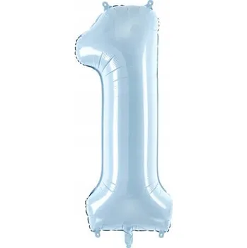 Balónek Fóliový balónek „Číslice 1 - Pastel“, modrý, PartyDeco, 34", DGT