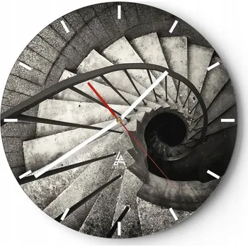 Hodiny Velké nástěnné hodiny 40x40 Schody Skleněné hodiny Kulatý Tiché
