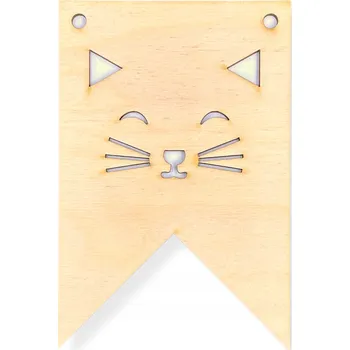 Obraz DŘEVĚNÝ PRAPOREK GIRLANDA BANNER ZÁVĚSKA DO POKOJE KOČKA KOCOUR