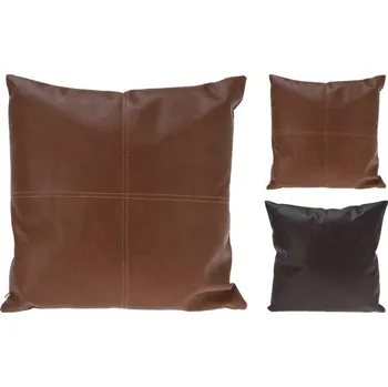 Polštář Homestyling Polštář dekorační PU kůže 45 x 45 cm světle hnědá