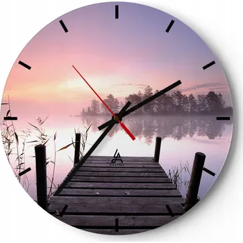 Hodiny Velké nástěnné hodiny 40x40 Krajina Skleněné hodiny Kulatý Tiché