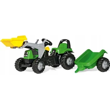 autíčko TRAKTOR DEUTZ-FAHR S NAKLADAČEM, POHON NA PEDÁLY A PŘÍVĚS ROLLY TOYS