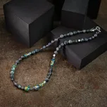 Lampglas Pánský náhrdelník Cedar Stone s 24karátovým zlatem v perlách Lampglas, jaspisem a larvikitem