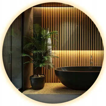 Zrcadlo Moderní LED Zrcadlo Premium do obýváku Kruh průměr 90 cm Industriální styl