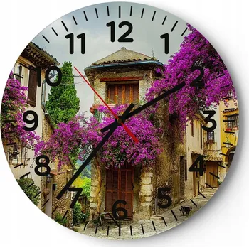 Hodiny Nástěnné hodiny do obýváku 40x40 Krajina Kulatý Skleněné hodiny Loft Tiché