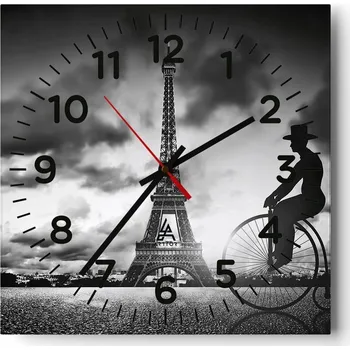 Hodiny Kuchyňské nástěnné hodiny 30x30 Paříž Skleněné hodiny do obýváku Moderní Tiché